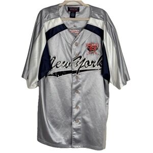 Vintage VEEZO Wear NEW YORK Jersey XL Silver World Champions 03 All-Star League